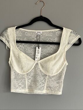 Garage Cream Lace Bralette Crop Top